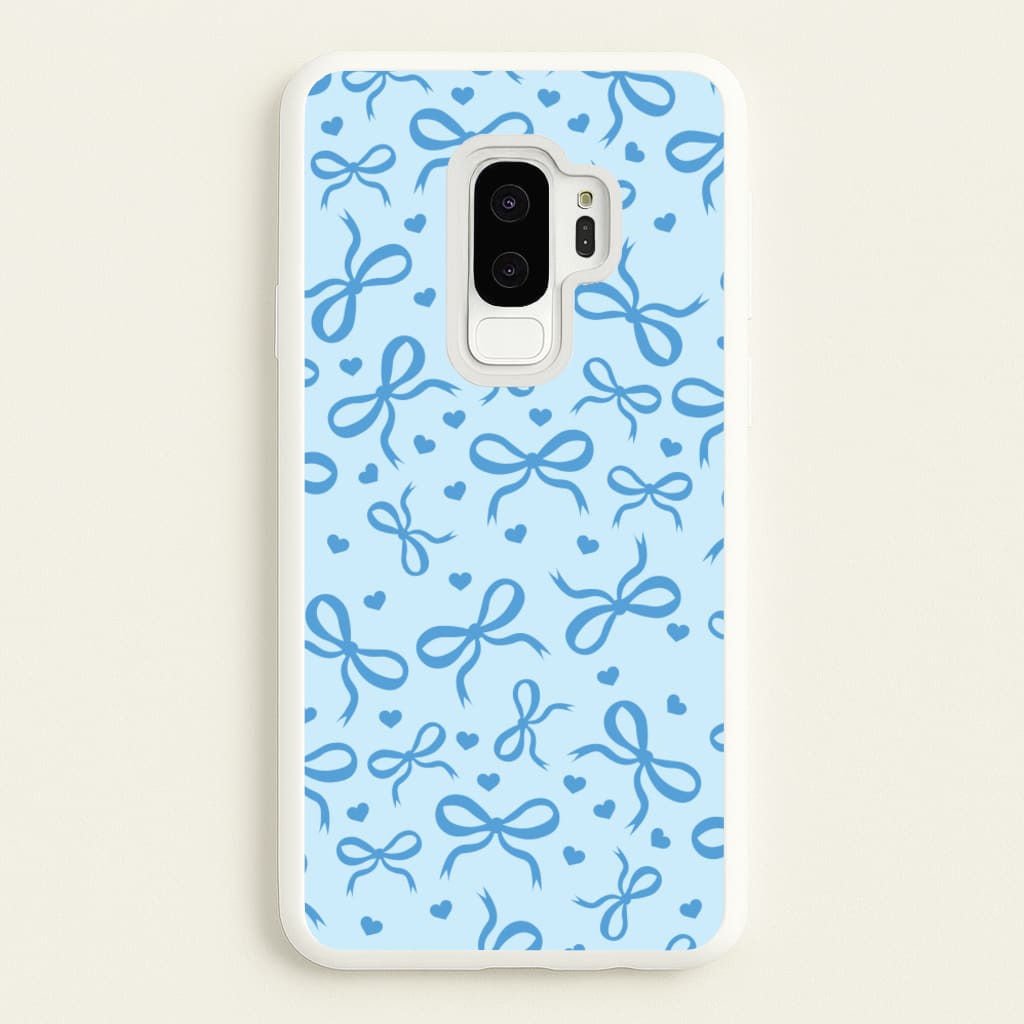 Coquette Bows And Hearts Navy Blue  - Clean Girl Aesthetic Phone Case for Galaxy S9 Plus