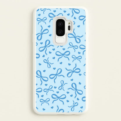 Coquette Bows And Hearts Navy Blue  - Clean Girl Aesthetic Phone Case for Galaxy S9 Plus