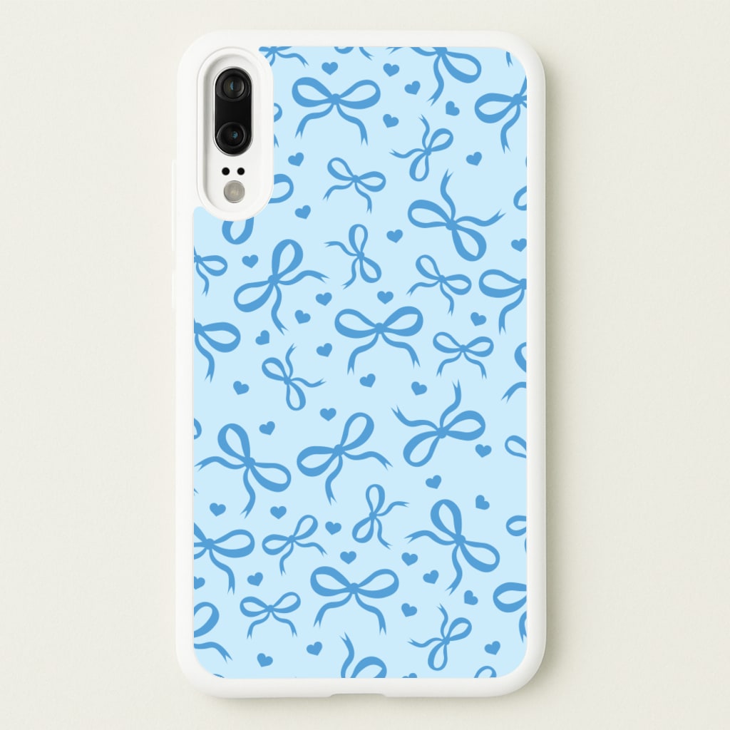 Coquette Bows And Hearts Navy Blue  - Clean Girl Aesthetic Phone Case for Huawei P20