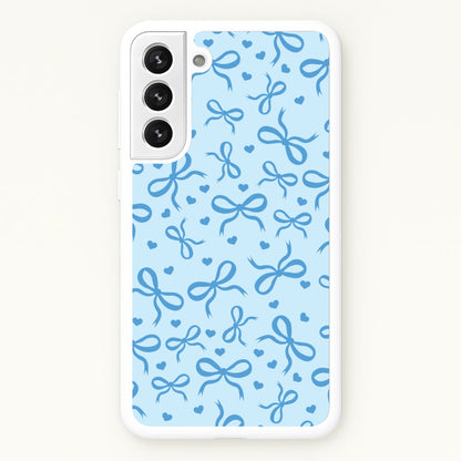 Coquette Bows And Hearts Navy Blue  - Clean Girl Aesthetic Phone Case for Galaxy S21FE