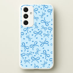 Coquette Bows And Hearts Navy Blue  - Clean Girl Aesthetic Phone Case for Galaxy A55