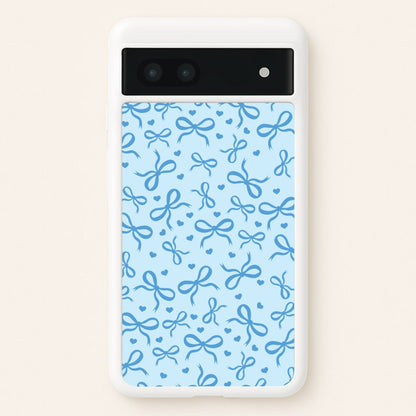 Coquette Bows And Hearts Navy Blue  - Clean Girl Aesthetic Phone Case for Google Pixel 7a