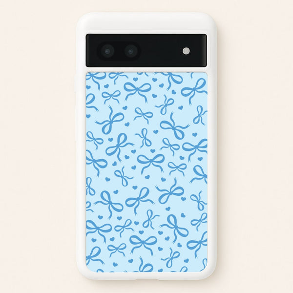 Coquette Bows And Hearts Navy Blue  - Clean Girl Aesthetic Phone Case for Google Pixel 6a