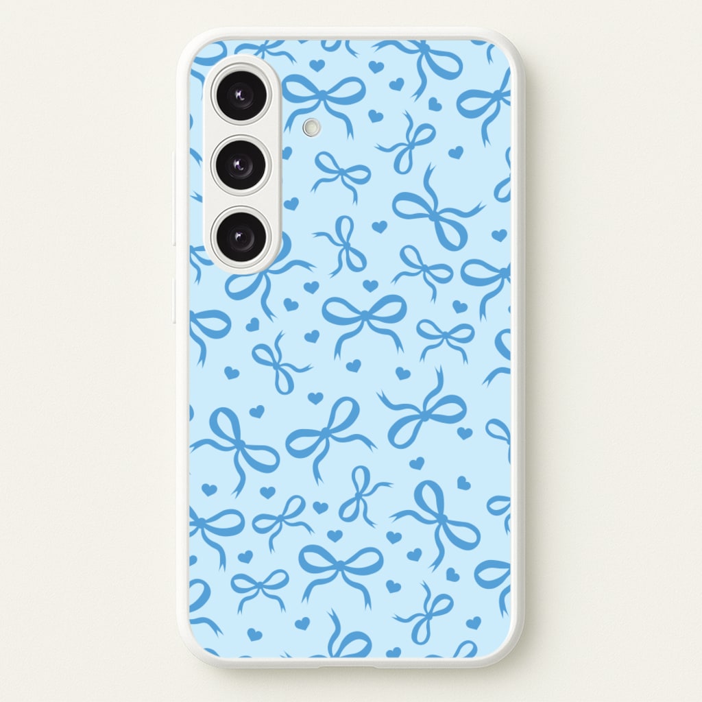 Coquette Bows And Hearts Navy Blue  - Clean Girl Aesthetic Phone Case for Galaxy S25