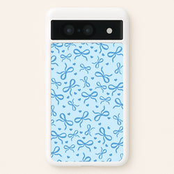 Coquette Bows And Hearts Navy Blue  - Clean Girl Aesthetic Phone Case for Google Pixel 8