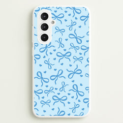 Coquette Bows And Hearts Navy Blue  - Clean Girl Aesthetic Phone Case for Galaxy S23FE