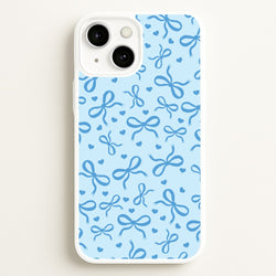 Coquette Bows And Hearts Navy Blue  - Clean Girl Aesthetic Phone Case for iPhone 13 Mini