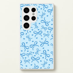 Coquette Bows And Hearts Navy Blue  - Clean Girl Aesthetic Phone Case for Galaxy S24 Ultra
