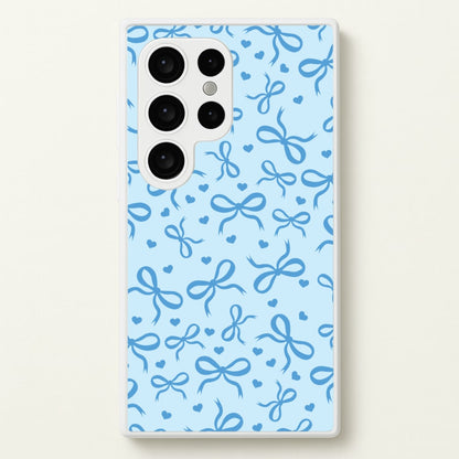 Coquette Bows And Hearts Navy Blue  - Clean Girl Aesthetic Phone Case for Galaxy S24 Ultra