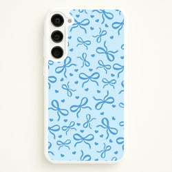 Coquette Bows And Hearts Navy Blue  - Clean Girl Aesthetic Phone Case for Galaxy S23 Plus