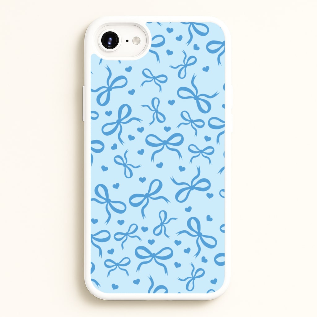 Coquette Bows And Hearts Navy Blue  - Clean Girl Aesthetic Phone Case for iPhone 6 / 7 / 8 / SE