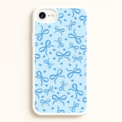 Coquette Bows And Hearts Navy Blue  - Clean Girl Aesthetic Phone Case for iPhone 6 / 7 / 8 / SE