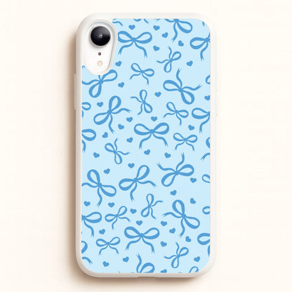Coquette Bows And Hearts Navy Blue  - Clean Girl Aesthetic Phone Case for iPhone XR