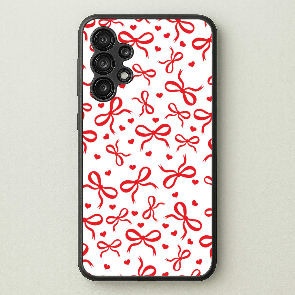 Coquette Bows And Hearts Red  - Clean Girl Aesthetic Phone Case for Galaxy A13
