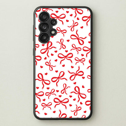 Coquette Bows And Hearts Red  - Clean Girl Aesthetic Phone Case for Galaxy A13