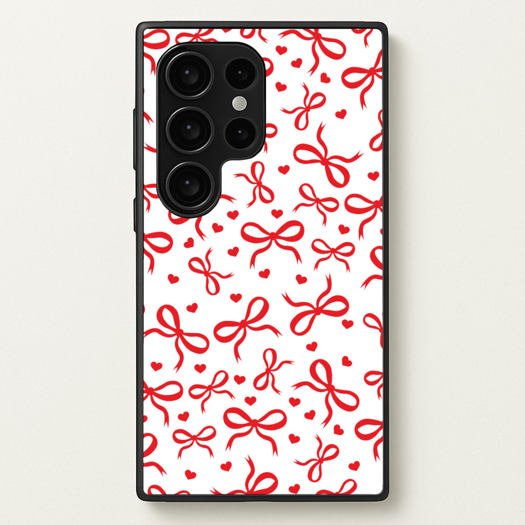 Coquette Bows And Hearts Red  - Clean Girl Aesthetic Phone Case for Galaxy S24 Ultra