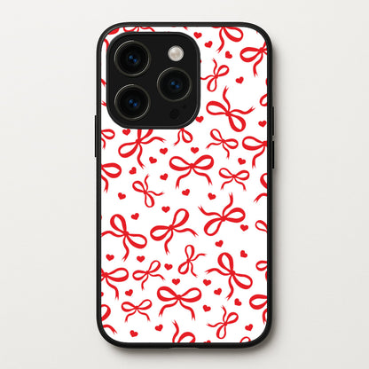 Coquette Bows And Hearts Red  - Clean Girl Aesthetic Phone Case for iPhone 15 Pro