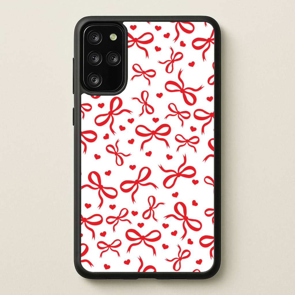Coquette Bows And Hearts Red  - Clean Girl Aesthetic Phone Case for Galaxy S20 Plus