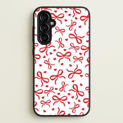 Coquette Bows And Hearts Red  - Clean Girl Aesthetic Phone Case for Galaxy A54