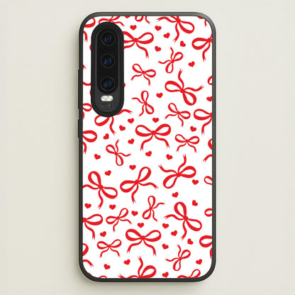 Coquette Bows And Hearts Red  - Clean Girl Aesthetic Phone Case for Huawei P30