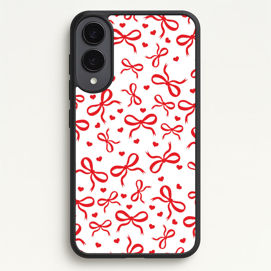 Coquette Bows And Hearts Red  - Clean Girl Aesthetic Phone Case for Galaxy S25 Edge