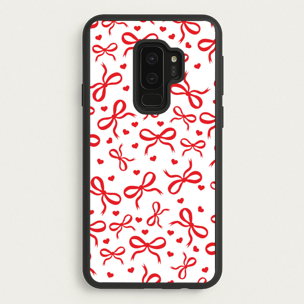 Coquette Bows And Hearts Red  - Clean Girl Aesthetic Phone Case for Galaxy S9 Plus