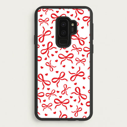 Coquette Bows And Hearts Red  - Clean Girl Aesthetic Phone Case for Galaxy S9 Plus