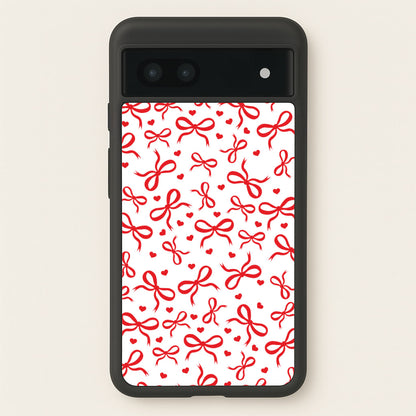 Coquette Bows And Hearts Red  - Clean Girl Aesthetic Phone Case for Google Pixel 7a
