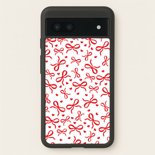 Coquette Bows And Hearts Red  - Clean Girl Aesthetic Phone Case for Google Pixel 7a