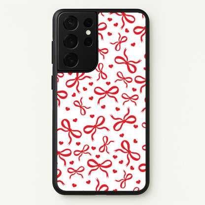Coquette Bows And Hearts Red  - Clean Girl Aesthetic Phone Case for Galaxy S21 Ultra