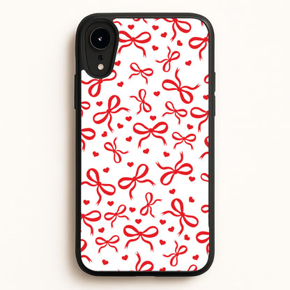 Coquette Bows And Hearts Red  - Clean Girl Aesthetic Phone Case for iPhone XR