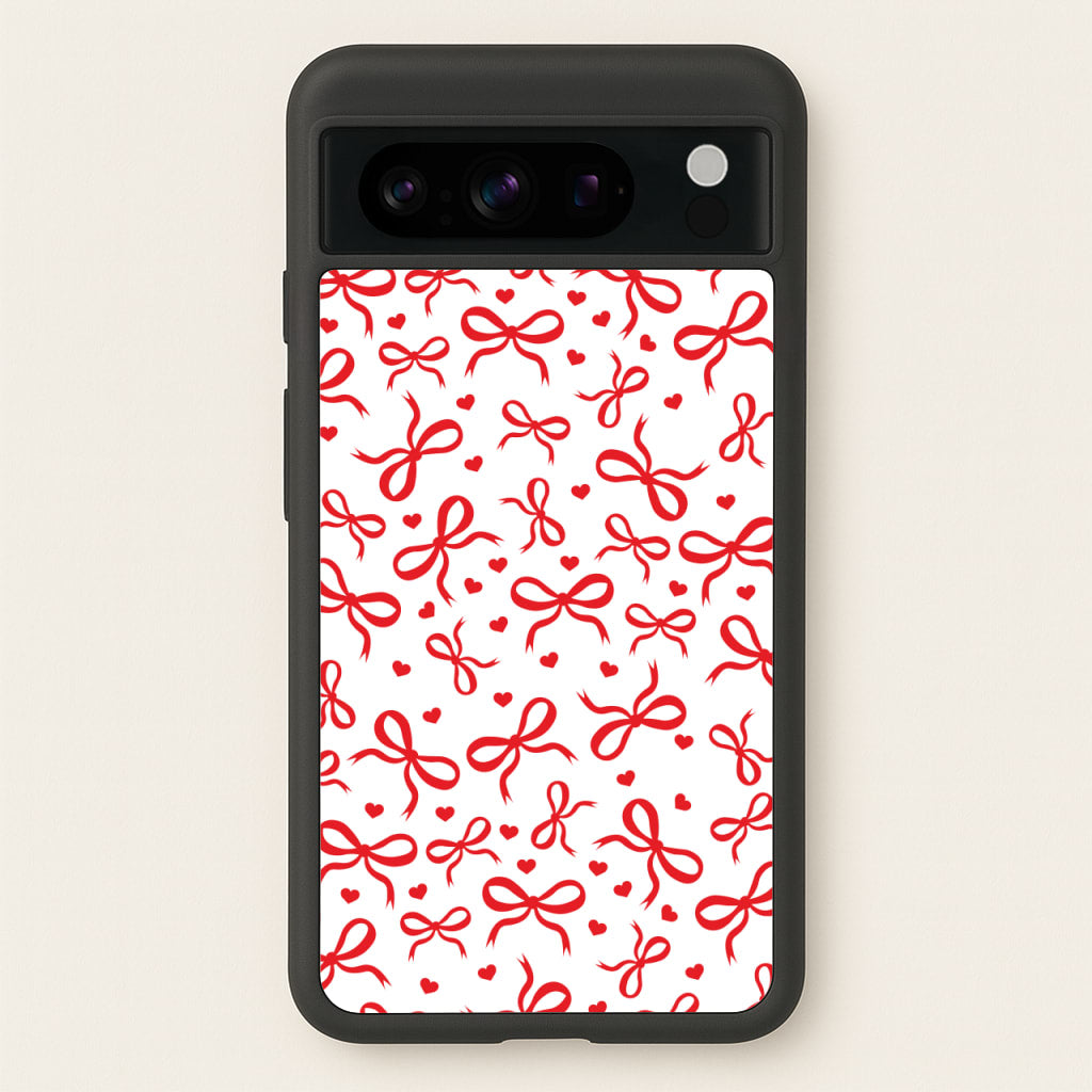Coquette Bows And Hearts Red  - Clean Girl Aesthetic Phone Case for Google Pixel 8 Pro