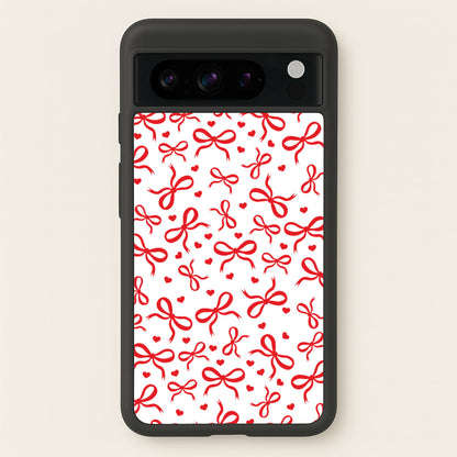 Coquette Bows And Hearts Red  - Clean Girl Aesthetic Phone Case for Google Pixel 8 Pro