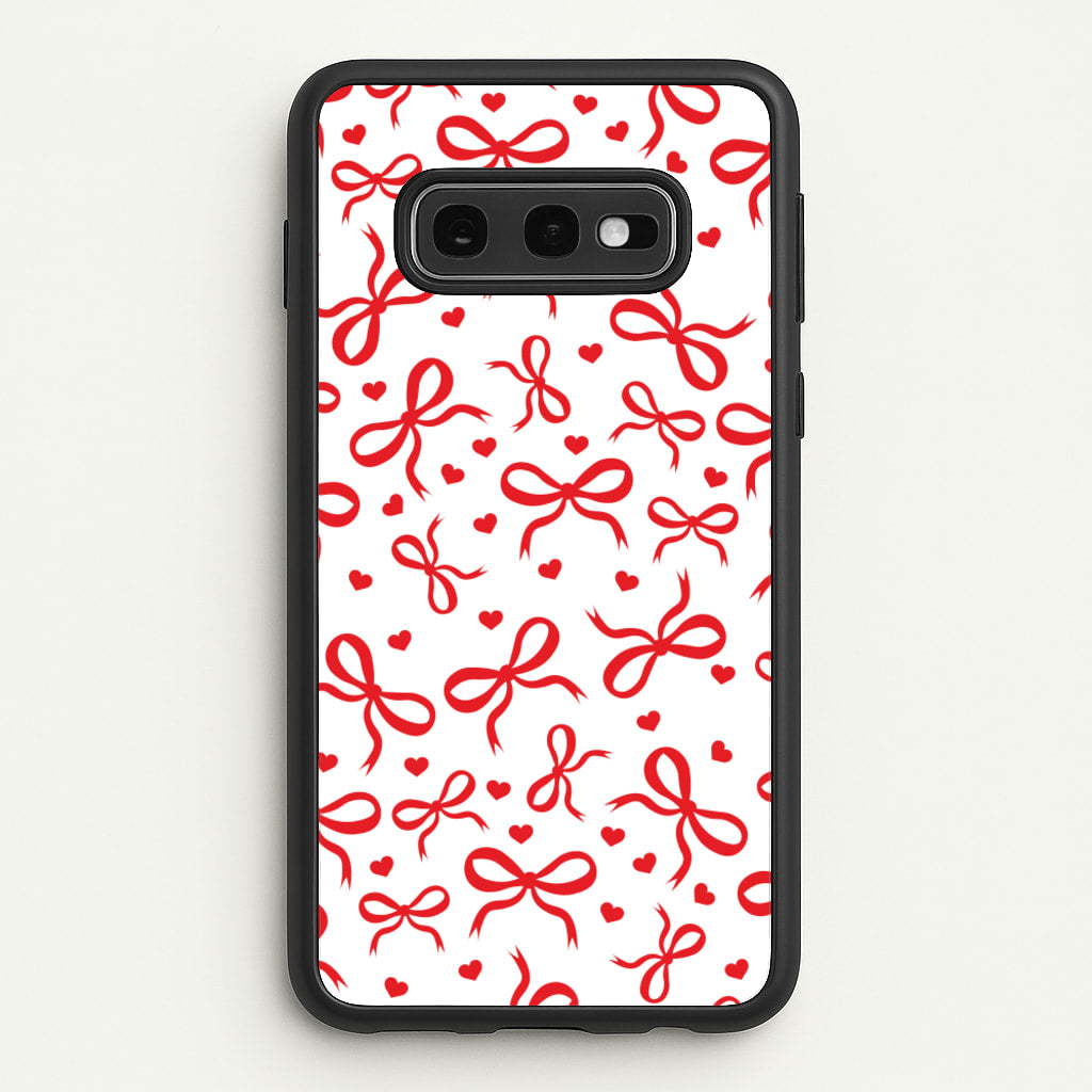 Coquette Bows And Hearts Red  - Clean Girl Aesthetic Phone Case for Galaxy S10e