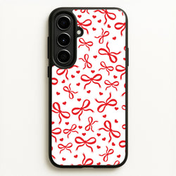 Coquette Bows And Hearts Red  - Clean Girl Aesthetic Phone Case for Galaxy A56