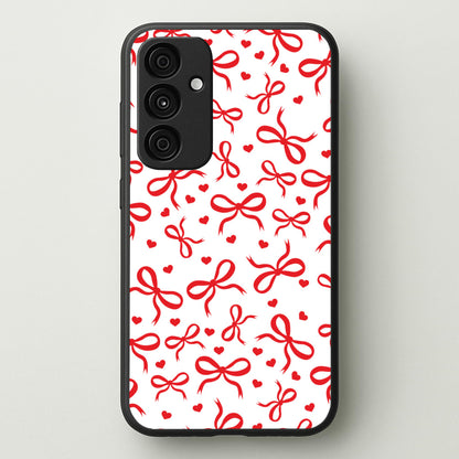 Coquette Bows And Hearts Red  - Clean Girl Aesthetic Phone Case for Galaxy A35