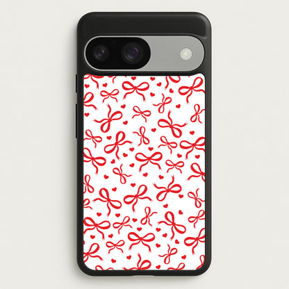 Coquette Bows And Hearts Red  - Clean Girl Aesthetic Phone Case for Google Pixel 9 / 9 Pro