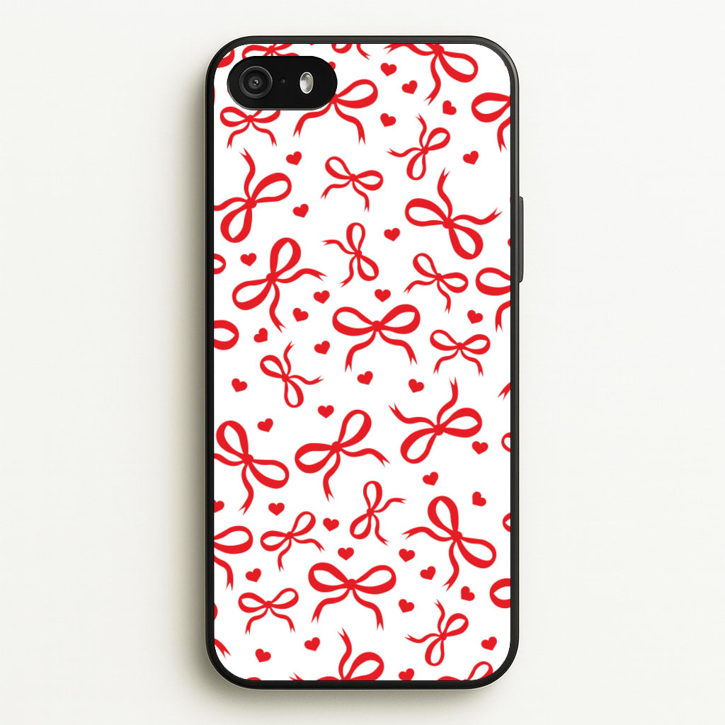 Coquette Bows And Hearts Red  - Clean Girl Aesthetic Phone Case for iPhone 5 / 5s / SE 2016