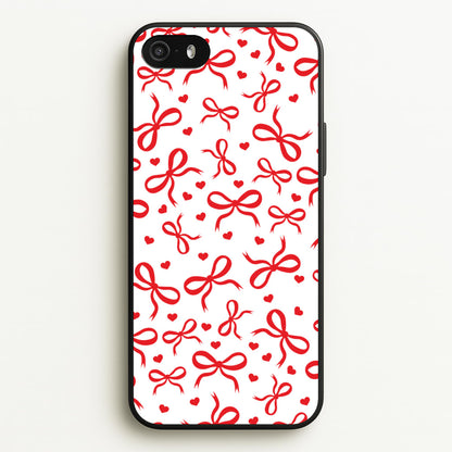 Coquette Bows And Hearts Red  - Clean Girl Aesthetic Phone Case for iPhone 5 / 5s / SE 2016