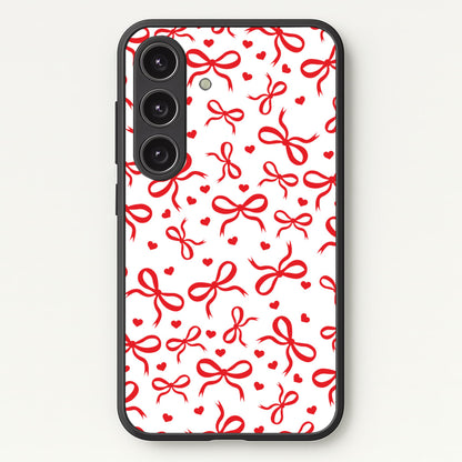 Coquette Bows And Hearts Red  - Clean Girl Aesthetic Phone Case for Galaxy S24