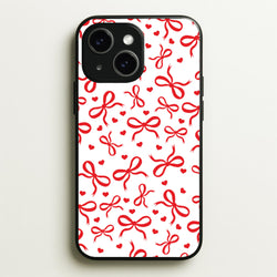 Coquette Bows And Hearts Red  - Clean Girl Aesthetic Phone Case for iPhone 15 Plus