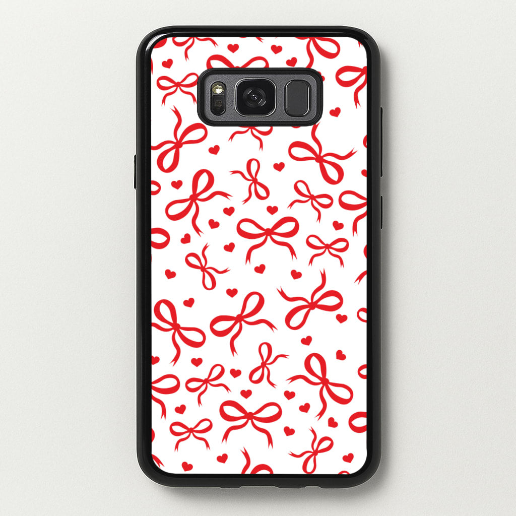 Coquette Bows And Hearts Red  - Clean Girl Aesthetic Phone Case for Galaxy S8