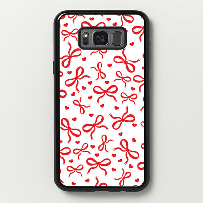 Coquette Bows And Hearts Red  - Clean Girl Aesthetic Phone Case for Galaxy S8