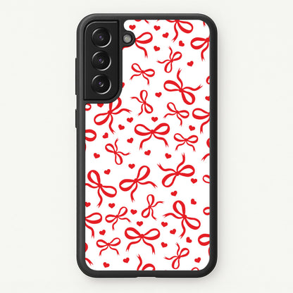 Coquette Bows And Hearts Red  - Clean Girl Aesthetic Phone Case for Galaxy S22