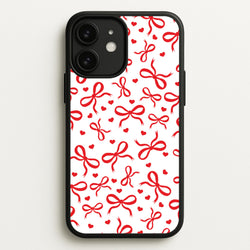 Coquette Bows And Hearts Red  - Clean Girl Aesthetic Phone Case for iPhone 11