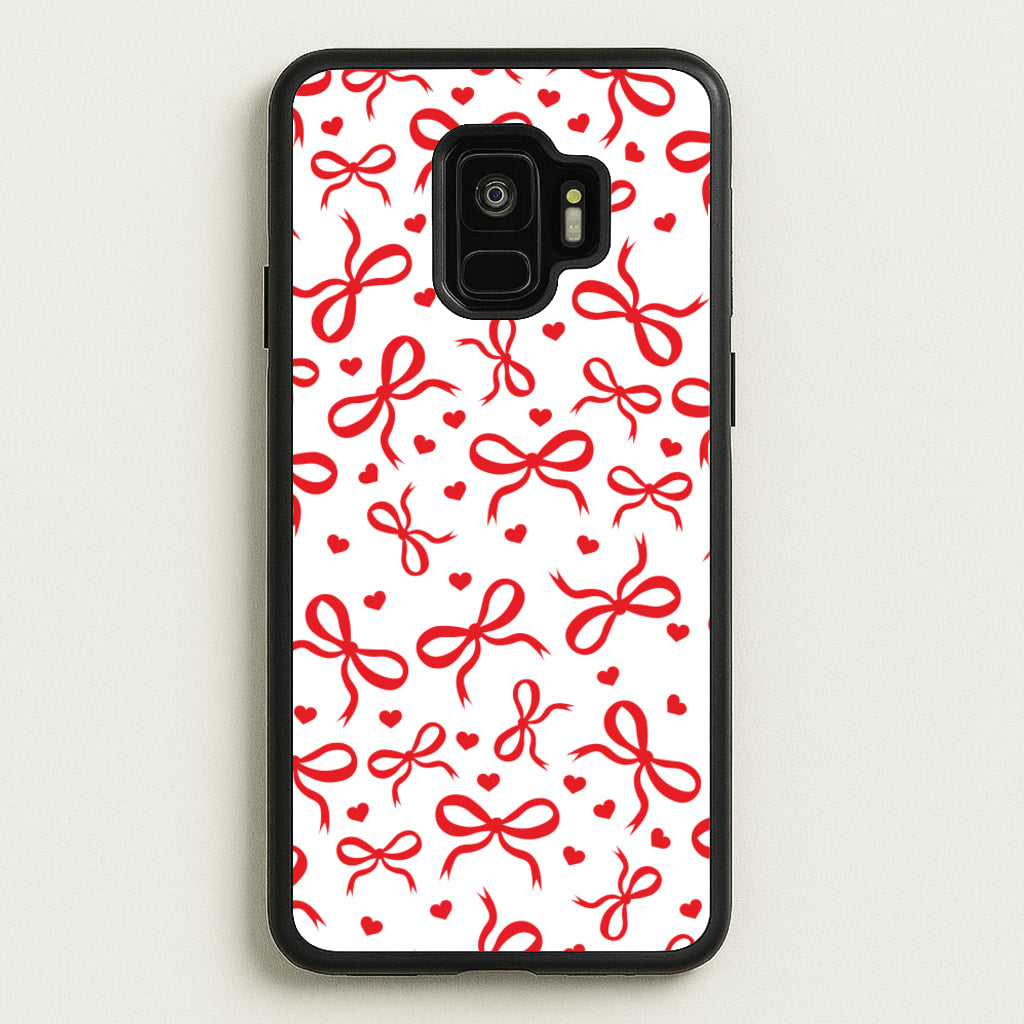Coquette Bows And Hearts Red  - Clean Girl Aesthetic Phone Case for Galaxy S9