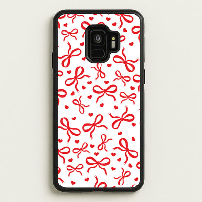 Coquette Bows And Hearts Red  - Clean Girl Aesthetic Phone Case for Galaxy S9