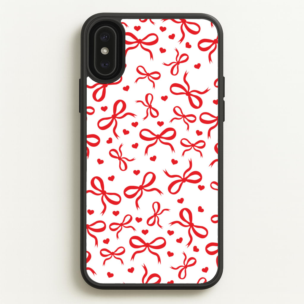 Coquette Bows And Hearts Red  - Clean Girl Aesthetic Phone Case for iPhone XS Max