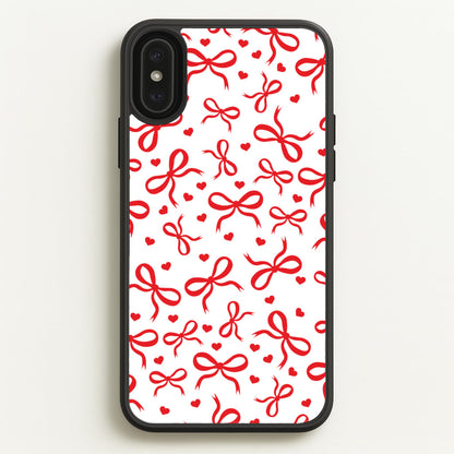 Coquette Bows And Hearts Red  - Clean Girl Aesthetic Phone Case for iPhone XS Max