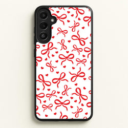 Coquette Bows And Hearts Red  - Clean Girl Aesthetic Phone Case for Galaxy A36